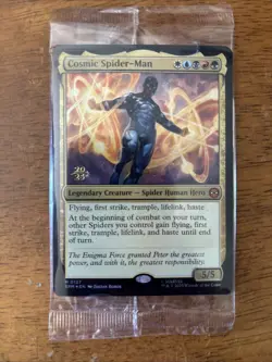MTG Mythic Cosmic Spider-Man Prerelease Foil Sealed ULTRA RARE! Only One On eBay - Image 1