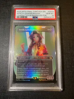 2025 MTG FINAL FANTASY CHARACTER BORDERLESS-FOIL AERITH GAINSBOROUGH PSA 10 - Image 1