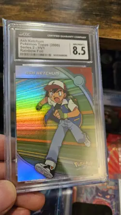 Ash Ketchum Pokemon Topps (2000) Series 2 - HV1 Rainbow Foil CGC 8.5 - Image 2