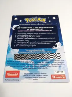 Shiny Miraidon Koraidon Code GameStop Pokemon - Physical PROMO Card- Unused Code - Image 2