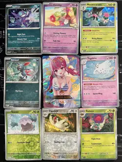 Rare Sexy Anime Waifu Card and 8 Holographic pokemon cards - Image 1