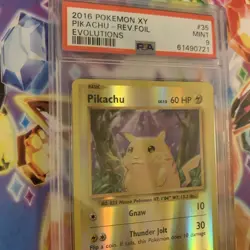 PSA 9 2016 Pokemon XY Pikachu rev foil #35 evolutions TCG collectors holo card - Image 2