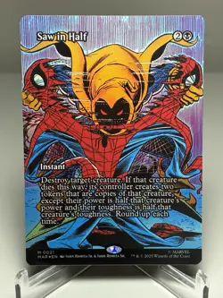 2025 MTG Spiderman Saw in Half Borderless Foil Instant - Image 1