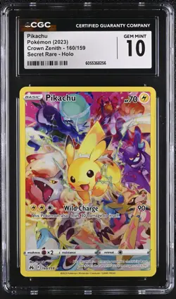 PIKACHU Crown Zenith Holo Secret Rare #160 CGC 10 Gem Mint Pokemon - Image 1