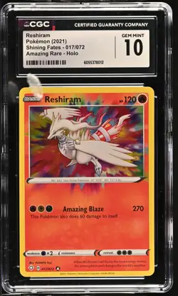 RESHIRAM Shining Fates Holo Amazing Rare #017 CGC 10 Gem Mint Pokemon - Image 1