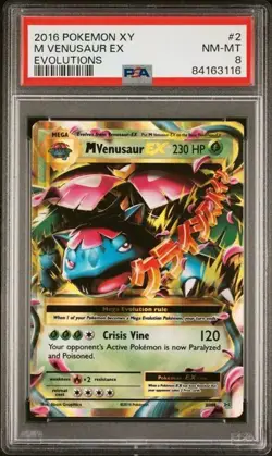 2016 M Venusaur EX Ultra Rare Pokemon TCG XY Evolutions Holo 2/108 PSA 8 NM-MT - Image 1