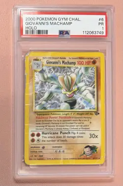 PSA 1 GIOVANNI'S MACHAMP #6 HOLO 2000 POKEMON GYM CHALLENGE RARE PSA 1 ONE - Image 1