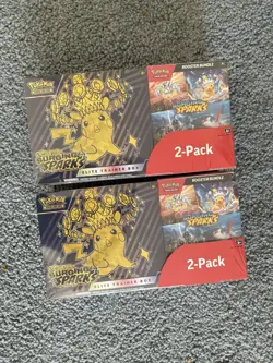 Pokemon Surging Sparks Elite Trainer Box + Booster Bundle 2-pack Costco Lot of 2 - Image 1