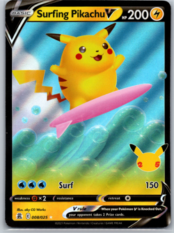 Pokemon Surfing Pikachu V 008/025 Celebrations Playset (4 cards) lot - Image 3