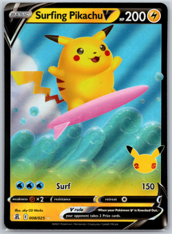 Pokemon Surfing Pikachu V 008/025 Celebrations Playset (4 cards) lot - Image 5