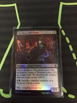 MTG Magic The Gathering Skullport Merchant Foil Black Dwarf Sac Card Draw - Image 1