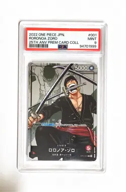 One Piece PSA 9 Roronoa Zoro #OP01-001 Premium Card Coll. 25TH ANV 2022 Jap JPN - Image 1