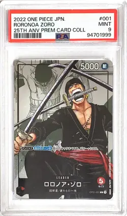 One Piece PSA 9 Roronoa Zoro #OP01-001 Premium Card Coll. 25TH ANV 2022 Jap JPN - Image 2