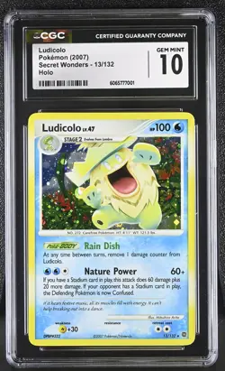CGC 10 Ludicolo 13/132 Holo Secret Wonders Pokemon Card - Image 1