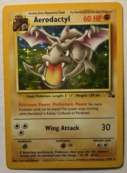 1999 Pokemon TCG Aerodactyl Fossil 1/62 Holo Rare Card Vintage WOTC LP+ - Image 1