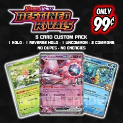 Pokemon TCG Destined Rivals 5 Card Custom Pack - No Dupes - No Energies - Image 1