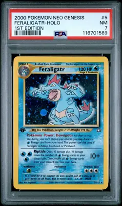 2000 Pokemon Neo Genesis 1st Edition Feraligatr 5/111 Holo PSA 7 NM - Image 1