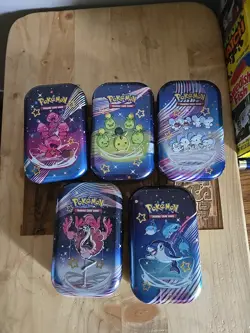 Lot (5) Pokemon Trading Card Game Mini Tin Card Holder (EMPTY) - Image 1