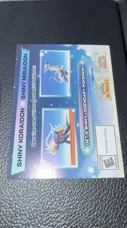 Pokemon Scarlet And Violet Code for Shiny Koraidon or Miraidon from GameStop - Image 1