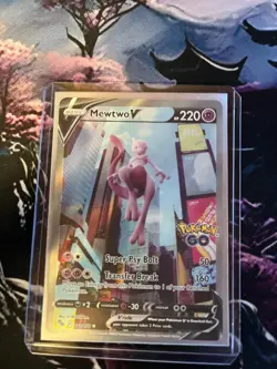 Pokemon tcg,MewTwo V Ultra Rare Alternate Art 072/078 from pokemon go collection - Image 1