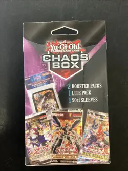 Yu-Gi-Oh! TCG Chaos Hanger Box 2 Boosters Pks, 1 lite Pack, & 50ct Sleeves 2024 - Image 2