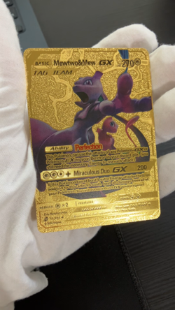 Mewtwo & Mew Gx Gold Foil Textured Display Card - Image 2