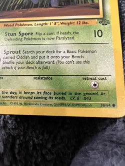 Oddish 58/64 1st Edition NM Near Mint Jungle WOTC Pokemon Card Ships Fast - Image 3