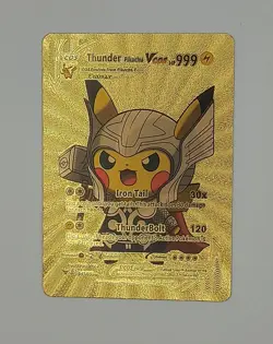 PIKACHU POKEMON THUNDER THOR PIKA CARTE CARD HOLO FLASH FOIL DORE MANGA 41/55 - Image 1