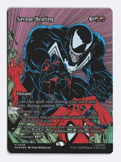 Savage Beating (Borderless Foil) 0026 (M) MTG Marvel's Spider-Man Eternal-Legal - Image 1