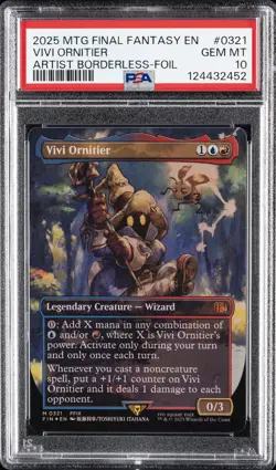 2025 MTG FINAL FANTASY ARTIST BORDERLESS-FOIL #0321 VIVI ORNITIER PSA 10 - Image 1