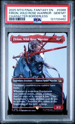 2025 MTG FINAL FANTASY CHARACTER BORDERLESS FIRION, WILD ROSE WARRIOR PSA 10 - Image 1