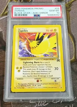 2000 Pokemon Promo Zapdos Black Star - Aoki Error #23 PSA Gem Mt 10 - Image 1