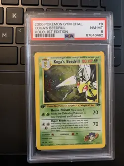 2000 POKEMON GYM CHALLENGE HOLO-1ST EDITION #9 KOGA'S BEEDRILL PSA 8 SWIRL - Image 1