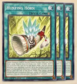 Yugioh! 3x Hunting Horn DOOD-EN086 Common 1st Ed NM - Image 1