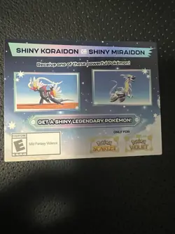 Shiny Koraidon or Miraidon Pokemon Scarlet Violet Code Card -Gamestop - Image 1