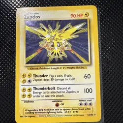 Pokemon TCG Zapdos 16/102 Holo Rare Base Set Card LP-M - Image 1