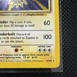 Pokemon TCG Zapdos 16/102 Holo Rare Base Set Card LP-M - Image 4