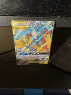 Pokemon TCG Moltres Zapdos Articuno GX Tag Team Hidden Fates 66/68 Secret Rare - Image 1