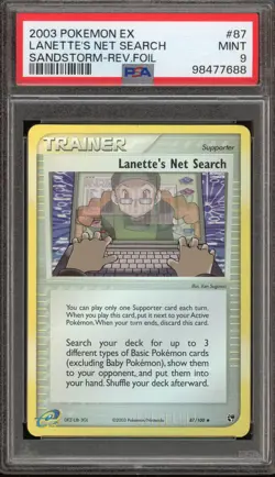 Pokemon Lanette's Net Search EX Sandstorm Reverse Holo #87 PSA 9 Mint - Image 1