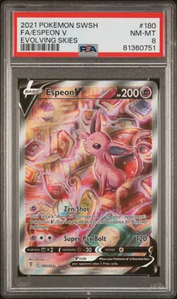 Pokemon TCG Espeon V 180/203 SWSH Evolving Skies Alternative Art PSA 8 NM-MT - Image 1