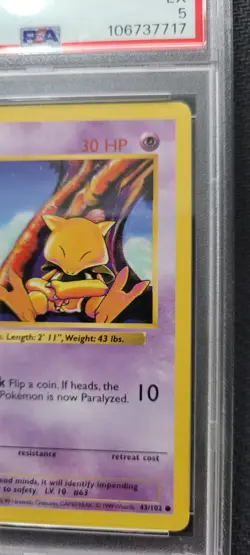 Pokemon Abra 1st Edition Shadowless 43/102 Base Set (Graded PSA 5) - Image 3