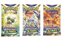 X3 Pokemon TCG: Sword & Shield-Brilliant Stars Booster Pack New FACTORY SEALED 820650809965 - Image 1