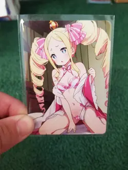 CUTE BLONDE GIRL WAIFU FOIL ANIME CARD - Image 1