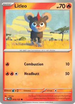 Litleo 015/131 Pokemon TCG Prismatic Evolutions Common Card NM - Image 1
