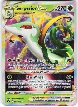 Serperior VSTAR 008/195 Pokemon SWSH12: Silver Tempest Holo Ultra Rare NM - Image 1