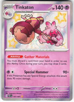 Tinkaton 167/091 Pokemon SV: Paldean Fates Holo Shiny Rare NM - Image 1