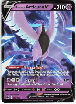Galarian Articuno V 058/198 Pokemon SWSH06: Chilling Reign Holo Ultra Rare NM - Image 1