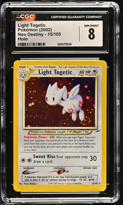 LIGHT TOGETIC Neo Destiny Holo Rare #15 CGC 8 Vintage Pokemon *SWIRL* - Image 1