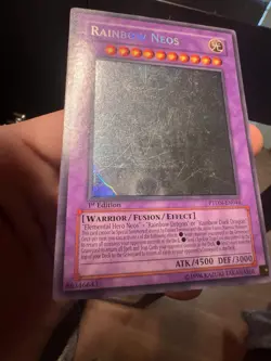 Rainbow Neos GHOST RARE 1st Edition Yugioh PTDN-EN044 - Heavy Play/damage - Image 2