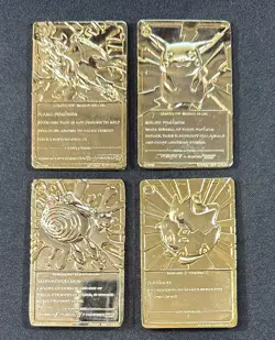 (4) 1999 Pokemon 23K Gold Plated Card Burger King Charizard Pikachu Poliwhirl - Image 3